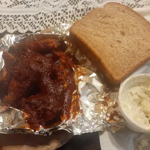 Rib Tip Sandwich with Potato Salad