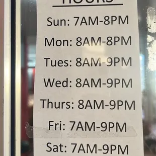 **CURRENT HOURS AS OF NOVEMBER 2022**