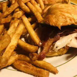 California Turkey Croissant  with beer batter fries.