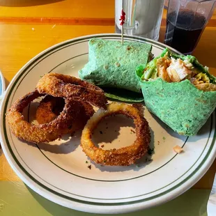 Burnt onion rings.