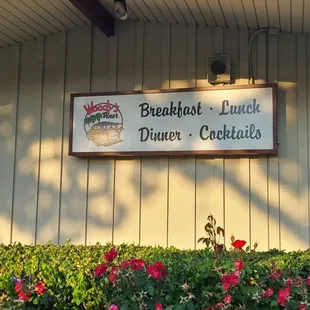 a sign for the restaurant