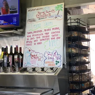 a menu on the wall