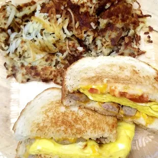 Sausage Breakfast Sammie with Hash browns!