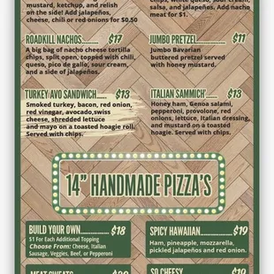 the menu for woody&apos;s bar bites