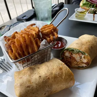Buffalo Chicken Wrap and Wedgie Fries