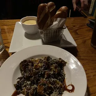 Brussel sprouts, pretzel