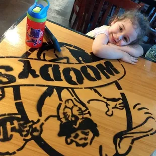 Heather at Woody's waiting for