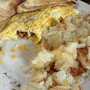 home fries, omelet