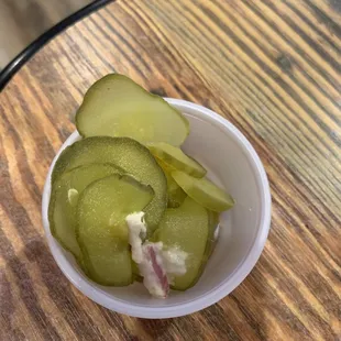 Requested pickles and I think, no thank you.  Looks like it&apos;s been on someone&apos;s table already.