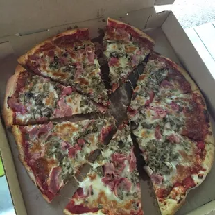 Some damn good pizza! Good crust, sauce, and toppings. I was very impressed for a bateshop.