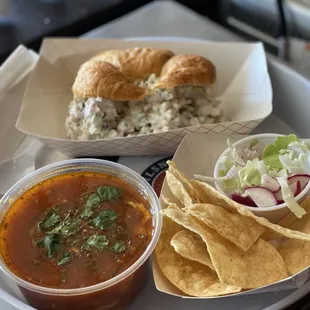 Wednesdays special Homemade chicken soup (varies each week) and chicken salad!