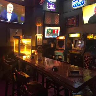 Vintage arcade games and free popcorn as always