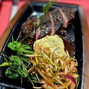 steak and vegetables