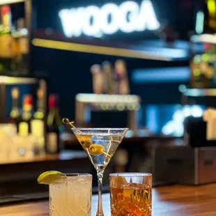 two cocktails on the bar