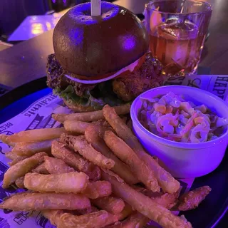 Wooga Crispy Chicken Sandwich with Fries