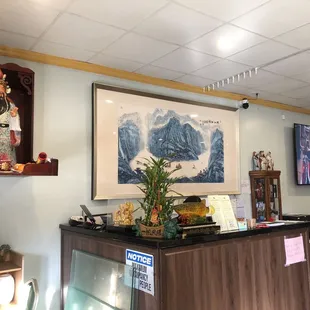 Front desk when you walk in to be seated or pick up takeout