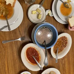 Nice family style soup and salad