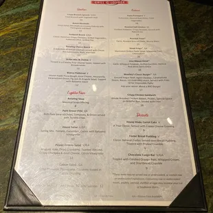 NEW Food Menu, picture taken 12/17/2022