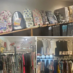 Ironing boards, clothing and vests.