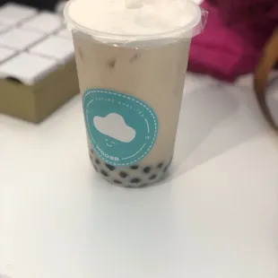 Earl gray milk tea with boba