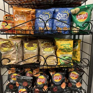  shelf of chips and bread