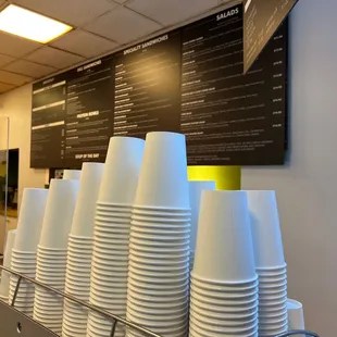  stack of white cups