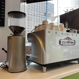  coffee machine and coffee grinder