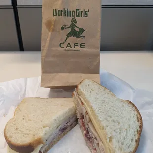 Roast Turkey with Swiss cheese and Cranberry sauce.