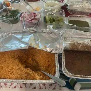 Rice, beans and all the fixings for tacos!