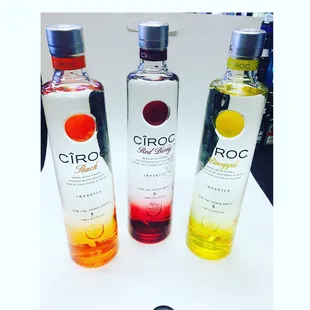 three bottles of ciroc vodka