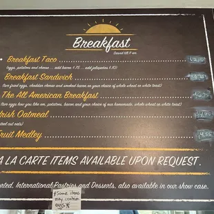 Breakfast menu. Simple and amazing.