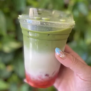 Strawberry matcha latte