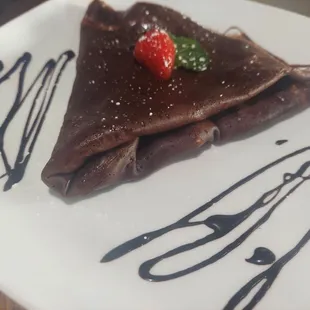 chocolate crepe with strawberries