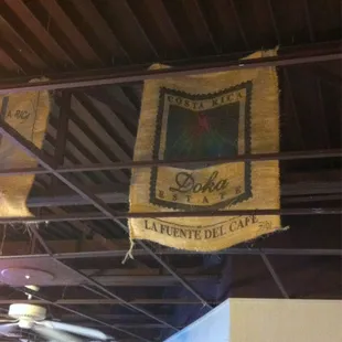 Coffee bag hanging from ceiling from Doka Estate! We&apos;ve been there!
