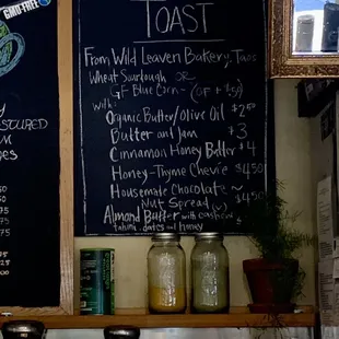 Toast menu. I had Honey Thyme Chevie so good!