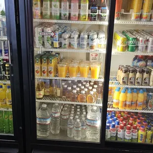 Refrigerator with drinks