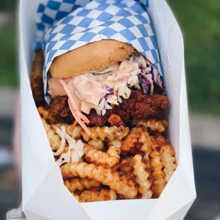 Mild+ chicken sandwich with fries