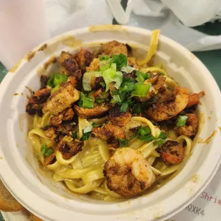 Seafood pasta with shrimp and crawfish