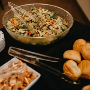 Salad, bread, butter