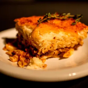 a slice of lasagna on a plate