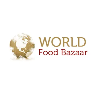a globe with the words world food bazaar