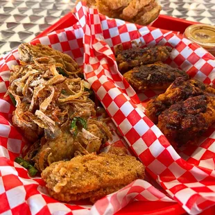 Don&apos;t say your heart&apos;s in a hurry  8-piece Saigon 22 Herbs &amp; Spices and Nashville Spicy Hot combo w/ rings of onion