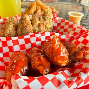 Well, they try to get close But she goes comatose  8-Wing Buffalo &amp; Jamaican Jerk Chicken Combo w/ Onion Rings from #worldfriedchicken