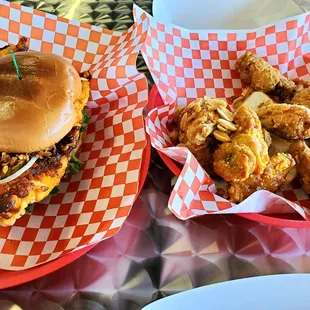 Nashville Hot Sandwhich, 10pc Wings - Malaysian Peanut Satay, Saigon 22 Herbs &amp; Spices
