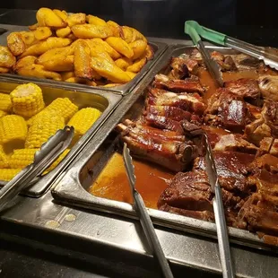 Pork rib, corn, plantains