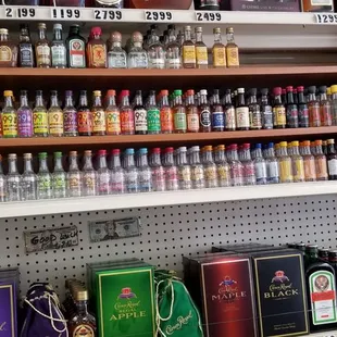shelves of liquor in a store