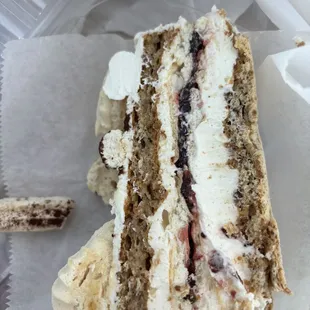 Amazing cake with whipped cream and raspberry filling