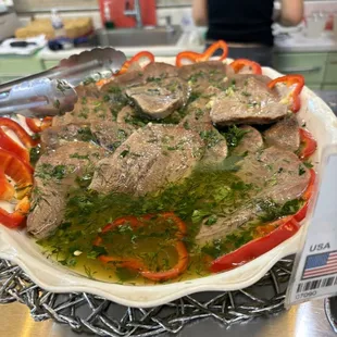 Beef tongue in a wine sauce