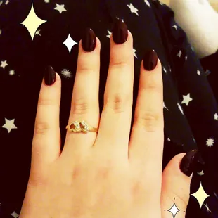 We'll Always Have Paris -  dark plum color,  Almond shaped nails