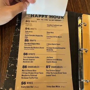 Happy Hour menu